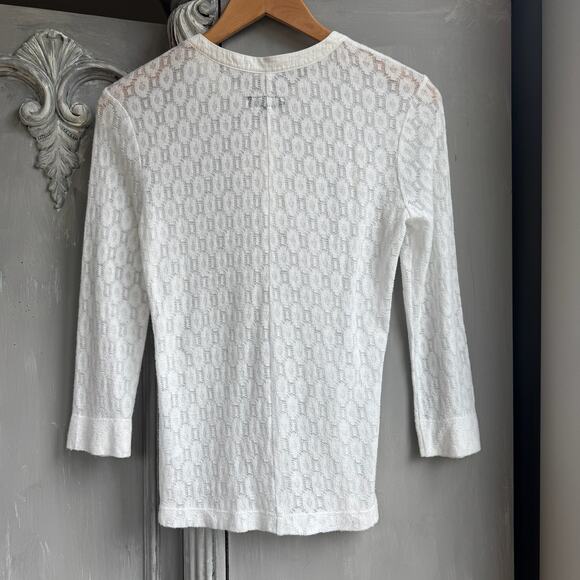 rag & bone Lace Henley Sz S 3/4 Sleeve Women's Delicate White Layering Top - Picture 2 of 14
